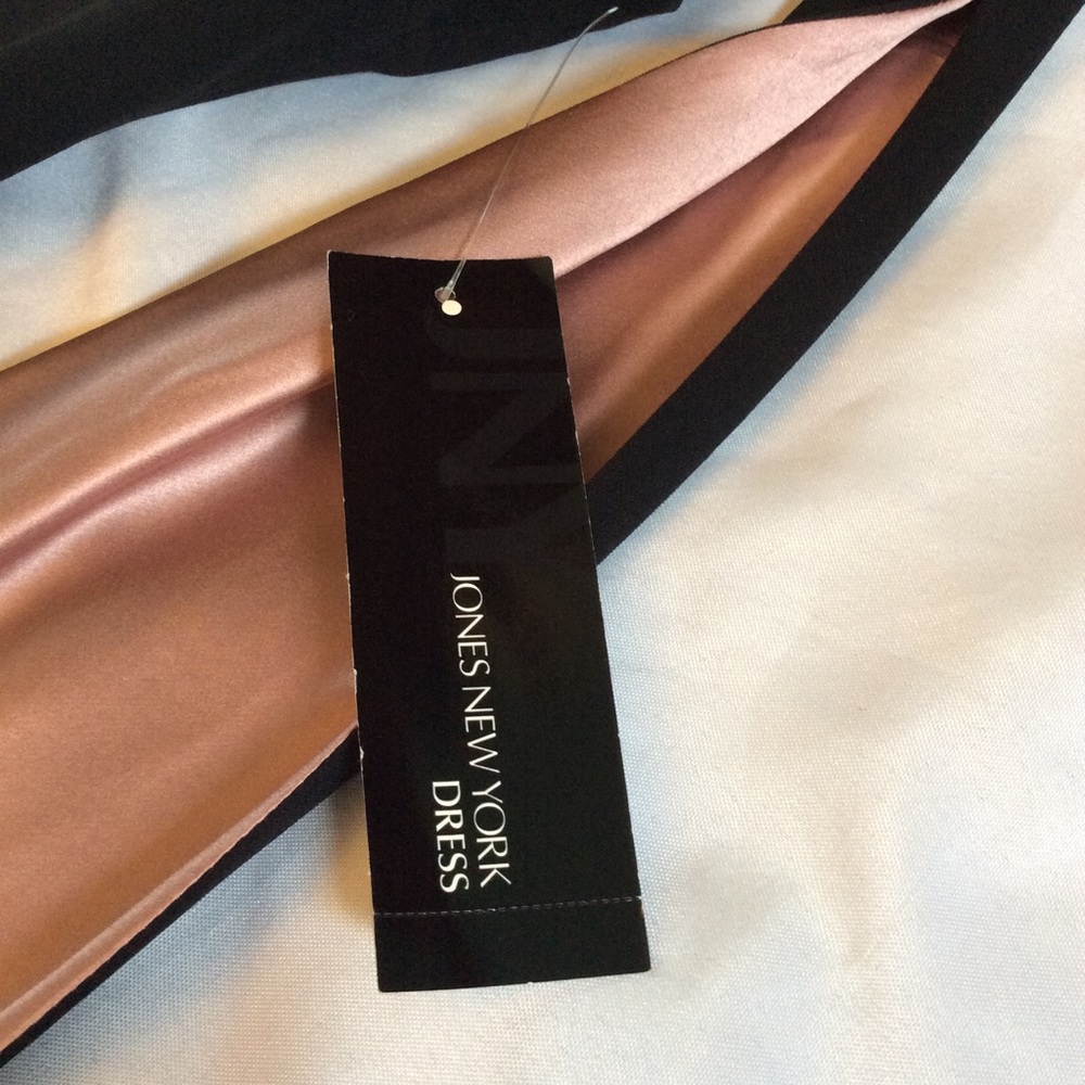 JNY NWT Gorgeous Black/Pink One Shoulder Dress 10 - Picture 9 of 15